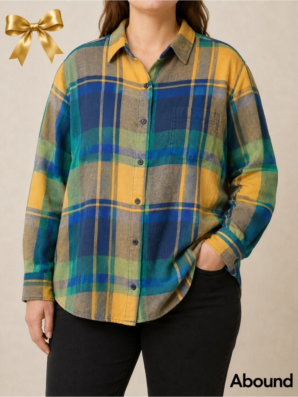 Abound Nordstrom XL Multicolor Plaid Cotton Flannel Shirt